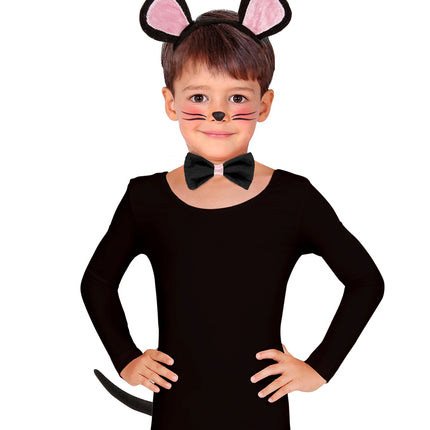 Widmann SRL Verkleedset muis met oren staart en strik