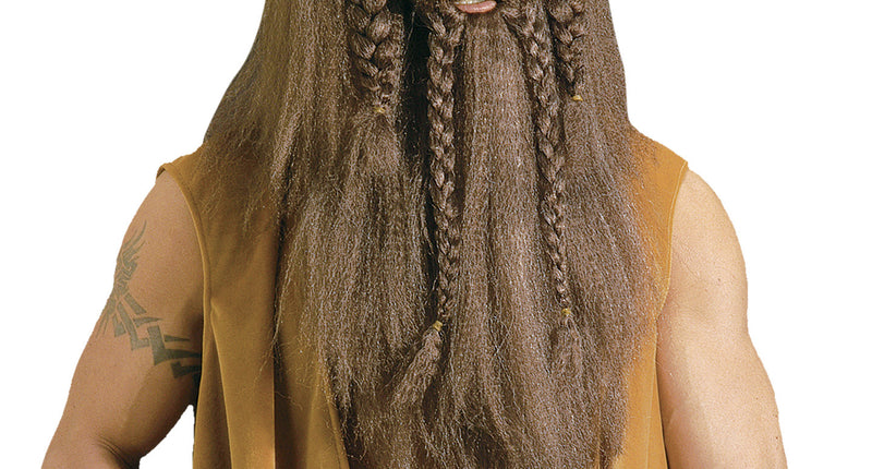 Widmann SRL Viking pruik met baard en snor bruin