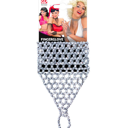 Widmann SRL vingerhandschoen uit zilveren pareltjes