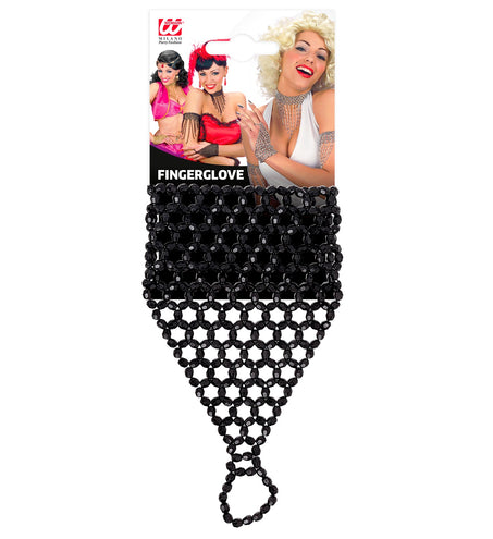 Widmann SRL Vingerhandschoen uit zwarte pareltjes