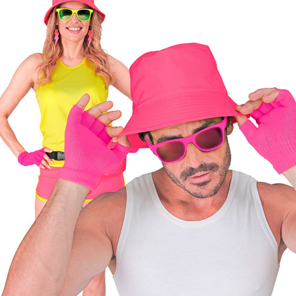 Widmann SRL Vingerloze handschoenen neon roze