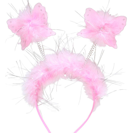 Widmann SRL Vlinder diadeem roze