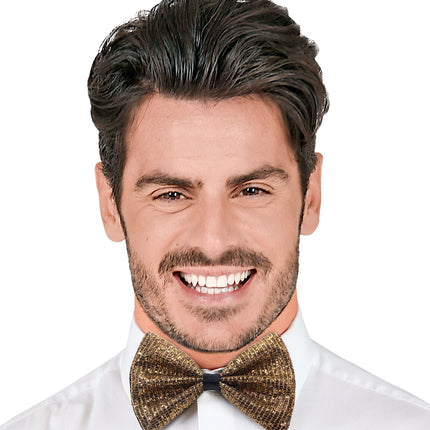 Widmann SRL Vlinderdas glitter Sheldon goud