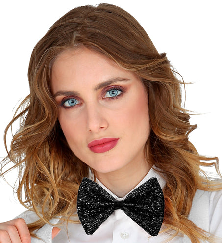 Widmann SRL Vlinderdas glitter Sheldon zwart