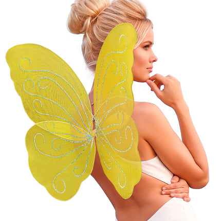 Widmann SRL Vlindervleugels glitter geel