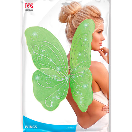 Widmann SRL Vlindervleugels glitter groen