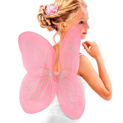 Widmann SRL Vlindervleugels glitter roze kinderen
