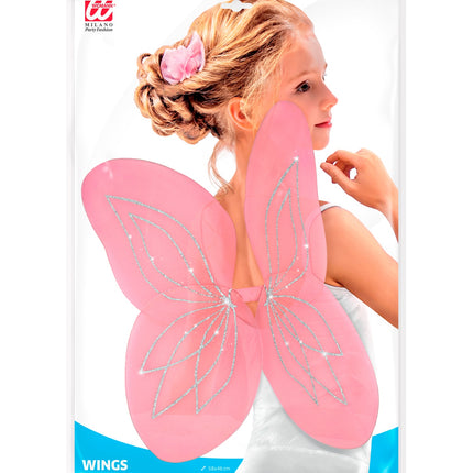 Widmann SRL Vlindervleugels glitter roze kinderen
