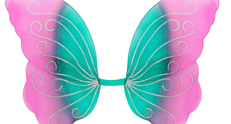 Widmann SRL Vlindervleugels glitter roze/groen