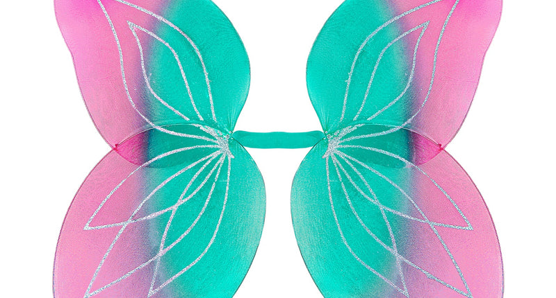 Widmann SRL Vlindervleugels glitter roze/groen kinderen