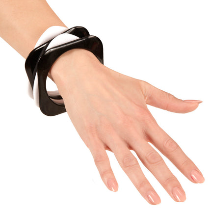 Widmann SRL Wit met zwarte disco armbandjes