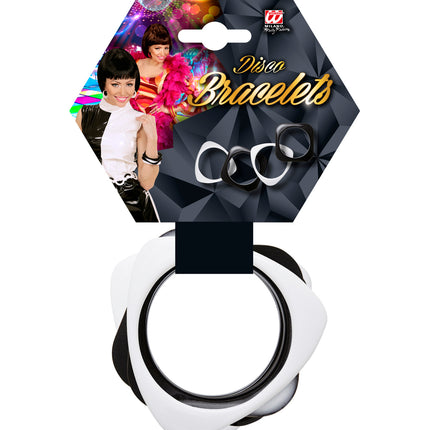 Widmann SRL Wit met zwarte disco armbandjes