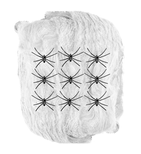 Widmann SRL Wit spinnenweb met negen spinnen