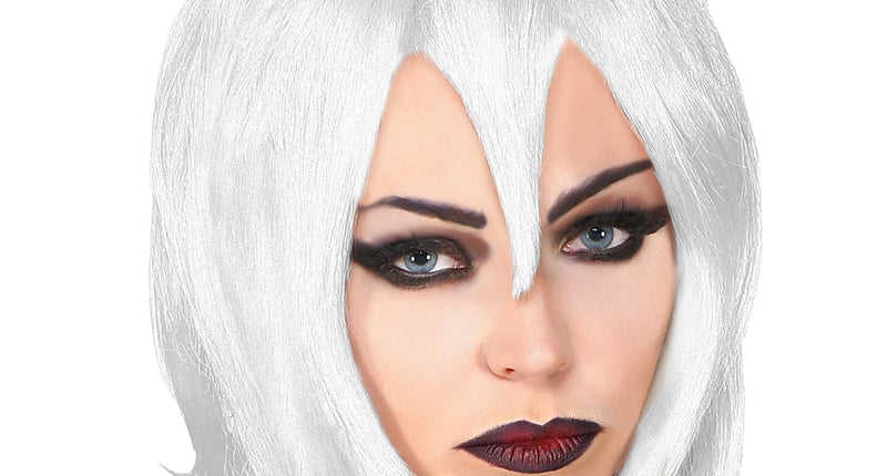 Widmann SRL Witte halloween pruik met hoorntjes