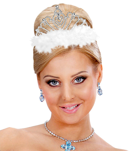 Widmann SRL Witte prinsessenkroon met marabou