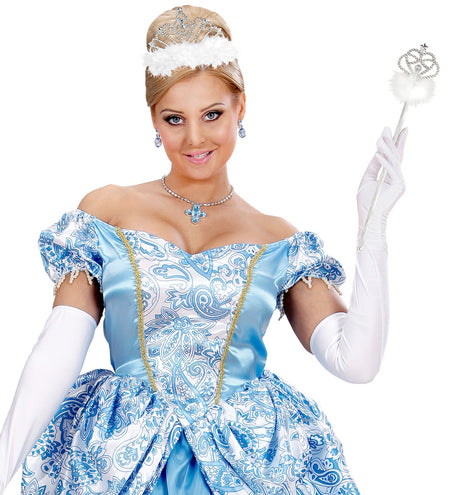 Widmann SRL Witte prinsessenkroon met marabou