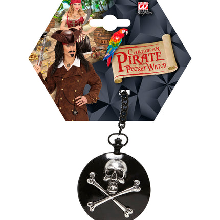 Widmann SRL Zakhorloge met ketting en doodskop