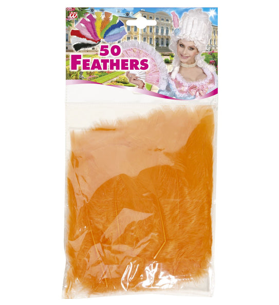 Widmann SRL zakje met 50 veertjes oranje