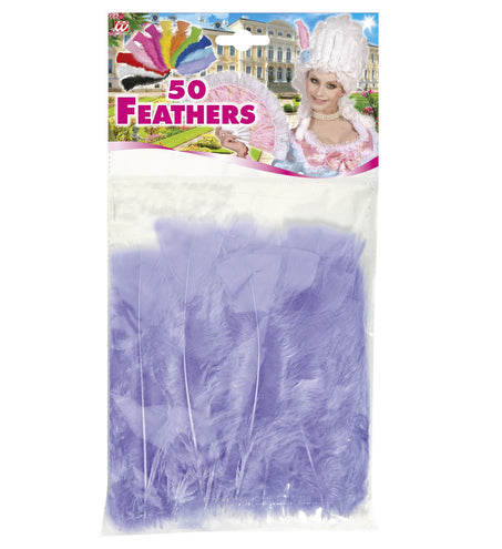 Widmann SRL zakje met 50 veertjes paars