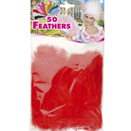 Widmann SRL zakje met 50 veertjes rood