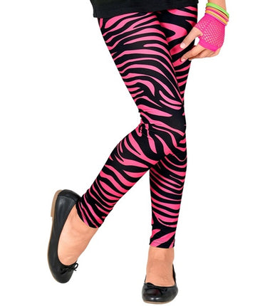 Widmann SRL Zebra legging disco neon roze kinderen
