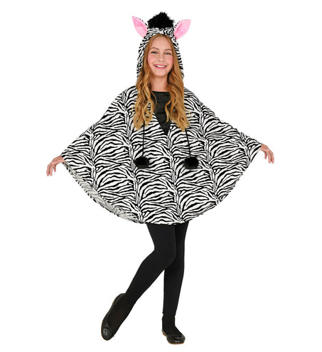 Widmann SRL Zebra poncho kinderen met muts