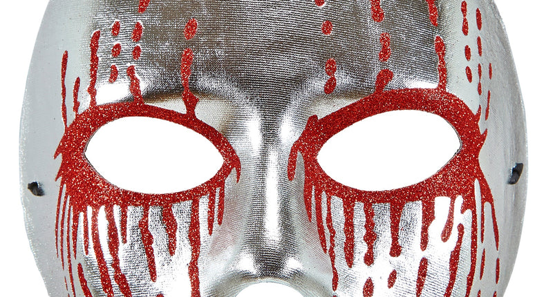 Widmann SRL Zilver metallic psychomasker met bloedende ogen