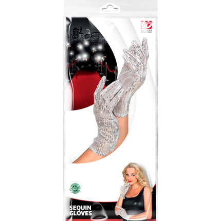 Widmann SRL Zilveren glitter handschoenen met pailletten