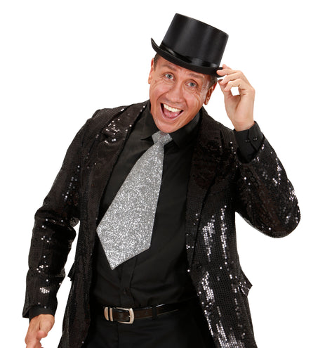 Widmann SRL Zilveren glitter stropdas