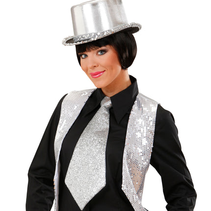 Widmann SRL Zilveren glitter stropdas