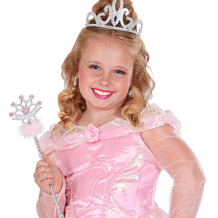 Widmann SRL Zilveren kroontje met glitters Tiara