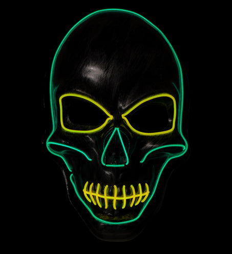 Widmann SRL Zilveren schedel masker met gekleurd ledlicht