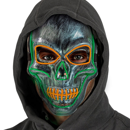 Widmann SRL Zilveren schedel masker met gekleurd ledlicht