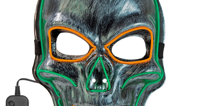 Widmann SRL Zilveren schedel masker met gekleurd ledlicht