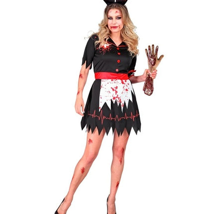 Widmann SRL Zombie verpleegster zwart kostuum Evi dames