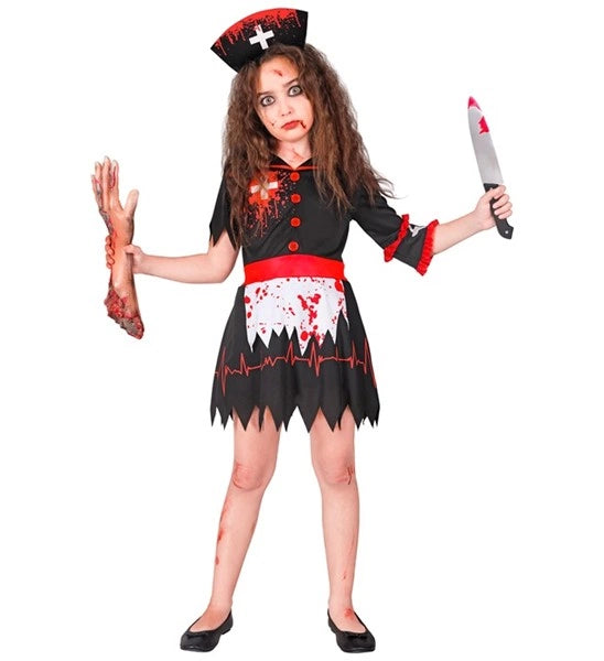Widmann SRL Zombie verpleegster zwart kostuum Evi kinderen