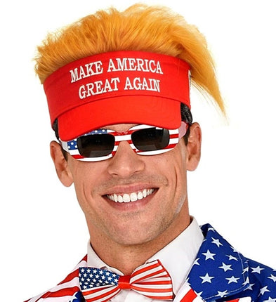 Widmann SRL Zonneklep met pluche haar "make america great again" Teun