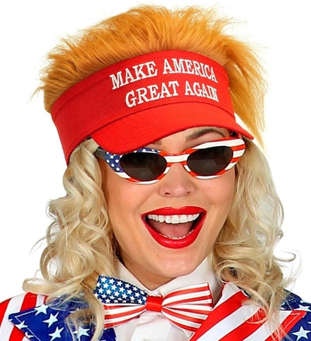 Widmann SRL Zonneklep met pluche haar "make america great again" Teun