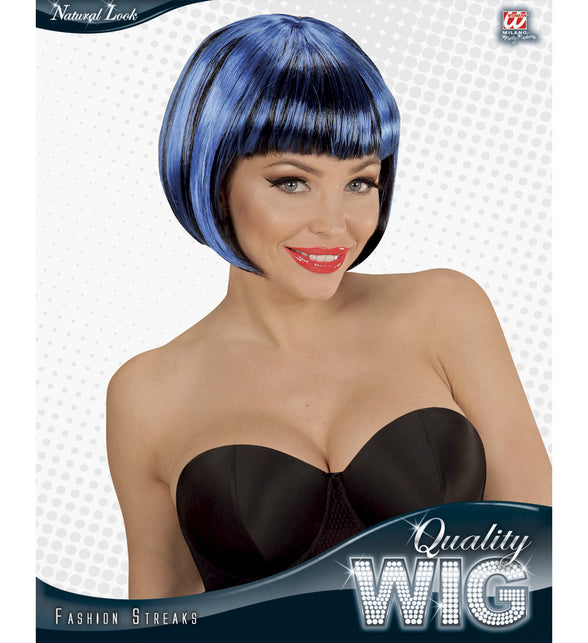 Widmann SRL Zwart blauwe boblijn pruiken