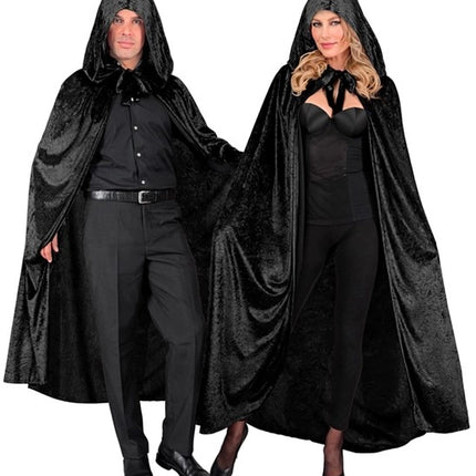 Widmann SRL Zwart fluwelen cape met kap 140cm Olivia