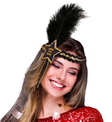 Widmann SRL Zwart gouden nieuwjaars haarbandjes