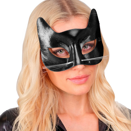 Widmann SRL Zwart katten oogmasker