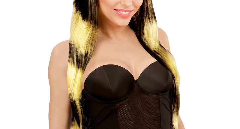 Widmann SRL Zwart met geel gestreepte pruiken