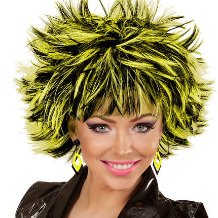 Widmann SRL Zwart met neon gele hippie oorbellen