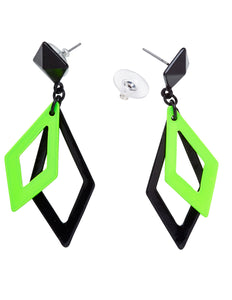 Widmann SRL Zwart met neon groene hippie oorbellen