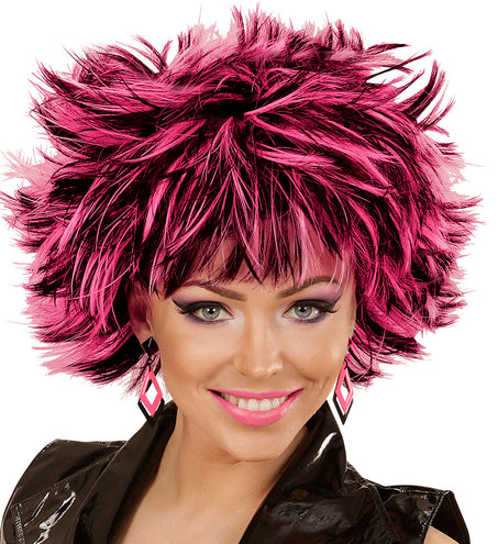 Widmann SRL Zwart met neon roze hippie oorbellen