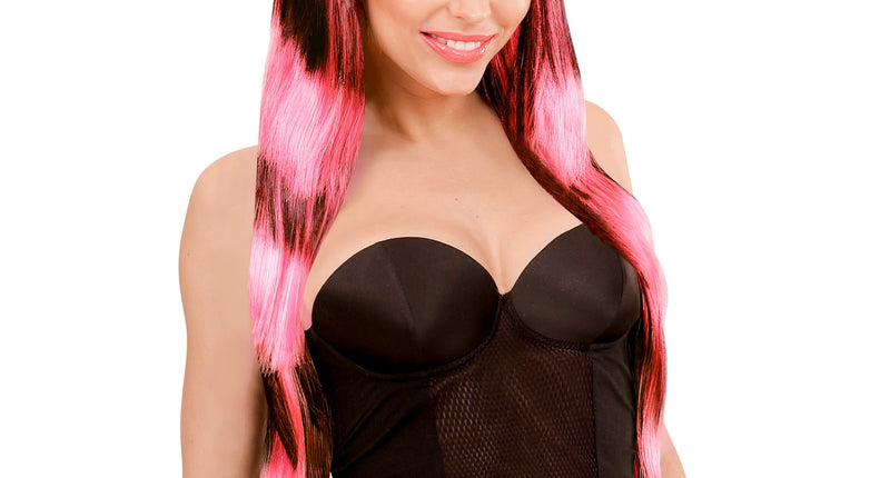 Widmann SRL Zwart met roze gestreepte pruiken