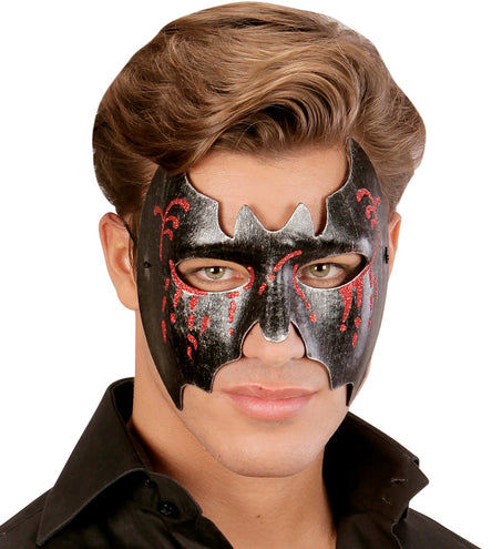 Widmann SRL Zwart metallic vleermuis masker voor vampierpakken