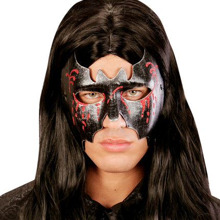 Widmann SRL Zwart metallic vleermuis masker voor vampierpakken