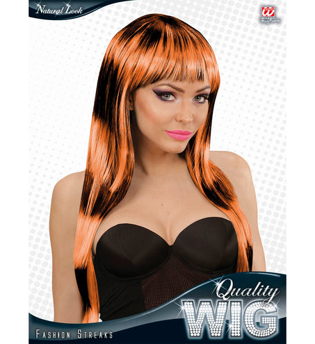 Widmann SRL Zwart oranje gestreepte pruik